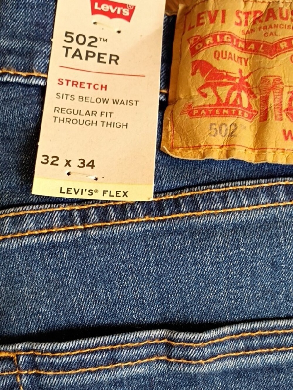 Levi's Men's 502 Taper Blue Flex Jeans 32 X 34 - Picture 4 of 8